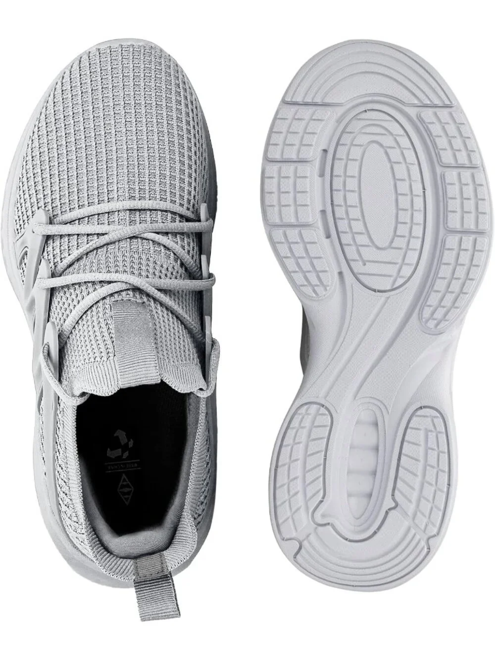👑Men's Light Grey Mesh Slip On Lightweight Lace up Breathable Sneakers